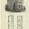 Perspective view and floor plans of a three-bedroom house in New York City, 19th century