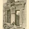 Gateway to the Temple of the Sun, Ba'albek.  It is twenty-one feet in width, and forty-two feet high. The modern masonry, which supports the displaced keystone, conceals the crested eagle carved upon its soffit.