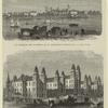 Vue générale des bâtiments de la commission d'émigration, à l'Ile Ward ; Hôpital des émigrants, à l'Ile Ward