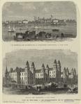 Vue générale des bâtiments de la commission d'émigration, à l'Ile Ward ; Hôpital des émigrants, à l'Ile Ward
