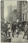 Men walking on sidewalk, New York City, ca. 1900