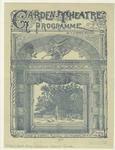Theater program cover with proscenium arch and park scene, New York City, ca. 1891