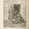 A peasant woman churning. The churn is made of the tanned skin of a goat stripped off whole; it is partly filled with milk and the extremities being securely closed, it is suspended in any convenient place, by four ropes fastened to the skin of the legs.