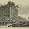 New York City--dedication of the masonic temple at the corner of Twenty-third Street and Sixth Aveune, June 2nd--head of the procession passing the temple