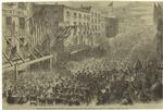 Seventh regiment of New York volunteers marching down Cortlandt Street, on their way to Washington, April 19th, 1861