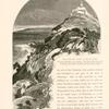 The northern point of Mount Carmel. With the lighthouse on its summit.  The sandy point is Râs Kerûm (the head of the vineyard).  The city of 'Akka appears in the distance, and beyond it are the white cliffs of  Râs en Nakûrah.