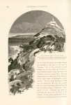 The northern point of Mount Carmel. With the lighthouse on its summit.  The sandy point is Râs Kerûm (the head of the vineyard).  The city of 'Akka appears in the distance, and beyond it are the white cliffs of  Râs en Nakûrah.
