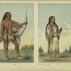 Man and woman in tribal costumes, North America, 1830s