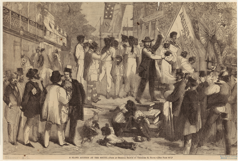 A slave auction at the South NYPL Digital Collections