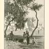 A wayside well. Shaded by a fine specimen of the Acacia Nilotica.  The water is raised by means of jars attached to a wheel, the sâkiyeh.