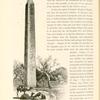 Obelisk of Heliopolis. Formed of red granite ; it has been so much encroached upon by deposits of mud that a considerable portion of its base is now covered.