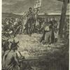 Jacques Cartier setting up a cross at Gaspé