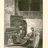Carpet bazaar.  There are two carpet bazaars in the Khân-El-Khalîly. The larger one is established in the picturesque court of a cuilding of the thirteenth century, a portion of which is shown above.  Here may be seen carpets from India and Persia and from every part of the Turkish empire.
