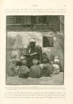 At school.  Small wooden boards painted white serve instead of books, the lessons being written on them in ink by the schoolmaster, and renewed from time to time.  The children, seated on the floor, read or recite the appointed lesson all at once, while rocking themselves to and fro or swaying from side to side.