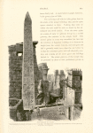 The obelisk of Luxor.  The hieroglyphics are cleanly and deeply cut in the red granite.  The fellow of this monolith has been carried away to Paris, and set up in the Place de la Concorde.