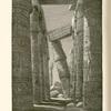 The leaning column, Karnak. In one side of the aisles of the Hall of Columns. The base is worn and the foundations undermined by the Nile, which at the inundation rises some six feet above the level of the floor.