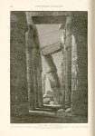 The leaning column, Karnak. In one side of the aisles of the Hall of Columns. The base is worn and the foundations undermined by the Nile, which at the inundation rises some six feet above the level of the floor.
