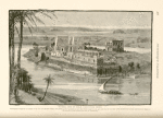 General view of Philae, taken from Bibbeh.  In the great temple in the centre of the view the sacred college still celebrated the mysteries of Isis and Osiris so late as A.D. 443, and thus for sixty-four years resisted the forcible conversion of Egypt to Christianity which followed the edict of Theodosius.