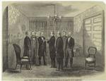 Andrew Johnson taking the oath of office in the small parlor of the Kirkwood house, Washington