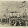 The presidential journey : reception of President Lincoln in New York, on the arrival of the special train at the Hudson River R.R