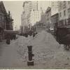 Piles of snow on Broadway, after storm, New York