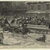 Sleighing on Broadway in 1860, showing a public conveyance on runners