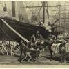 Scene on a New York dock -- stevedores unloading a ship