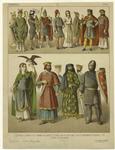 Bishops ; Warriors ; Costume of the people ; Men of rank ; Lady of rank ; Earl ; Queen Matilda ; King Henry I, 1031 ; Knight of the first crusade