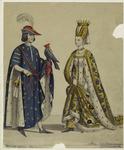 Man showing a pet bird to a woman, France, fourteenth century