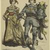Woman and knight carrying his helmet, Germany, 16th century