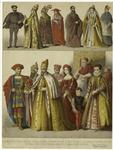 Men of rank ; Pope in pontificals ; Bishop ; Cardinal ; Procurator of St. Mark ; Wife of the doge ; Cardinals in house-dress ; Doge ; Woman of rank ; Papal house-dress
