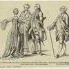Matrone à l'ancienne mode, jeune femme en coiffure haute et petit panier, ancien militaire, gentillhomme avec l'habit habillé, en 1762