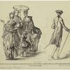 Famille de la haute bourgeoisie en tenue de promenade ; Ancien militaire en habit de ville, vers 1760