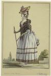 Woman in dress, outdoors, France, 1770s