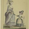 French woman holding the hand of a young girl, eighteenth century