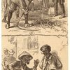 African American laborers and Caucasian soldier, ca. 1867 ; African American men chatting outdoors, ca. 1867