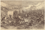 The Indian War--Indians attacking a wagon-train