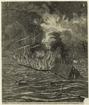 The flag-ship "Hartford" attacked by the ram "Manassas" and a fire-raft in the Mississippi