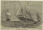 Sinking of the "Alabama" ("290"), Captain Semmes, after an hour's engagement with the "Kearsarge," Captain Winslow, off Cherbourg, June 19th, 1864