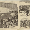 Metropolitan Police attacking New Orleans citizens at Custom House ; Sharpshooters behind cotton bales ; White citizens tearing off the uniforms of disguised "Metropolitans"