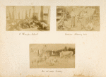 A Phoungee school; Women cleaning rice; An oil cake factory.