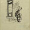 Man sitting beside a guillotine