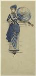 Woman holding umbrella, France, 1880s