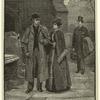Men and woman dressed in coats walking, United States, 1890s