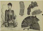 Coat bodice for cloth costume ; Crêpe vest ; Cap for aged lady ; Breakfast cap ; Evening fans
