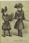 Girls outdoors, one holding flowers, England, 1890s