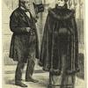 Churchgoer speaking with verger, England, 1890s