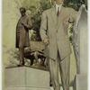 Man in suit standing by a statue of Lincoln, United States, 1908
