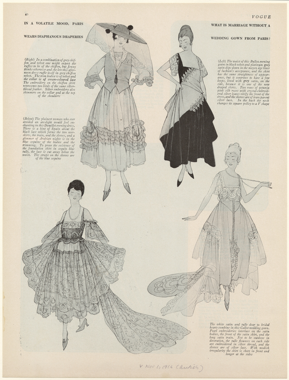 Women in various styles of dresses, 1910s - NYPL Digital Collections