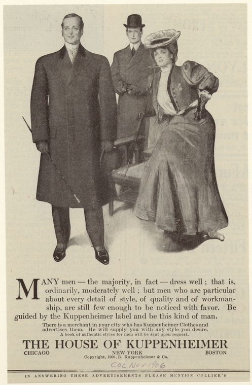 Men in Coats and a Woman in a Dress